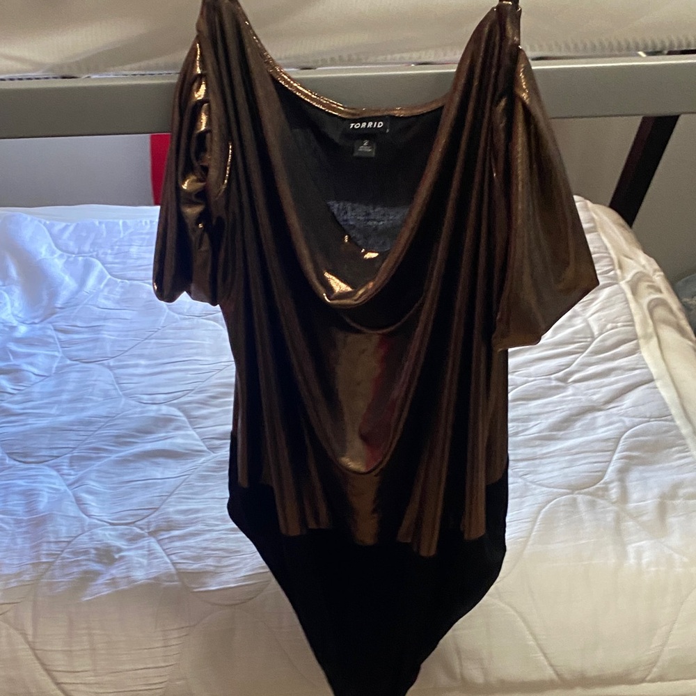 Torrid Metallic Bronze and Black Bodysuit